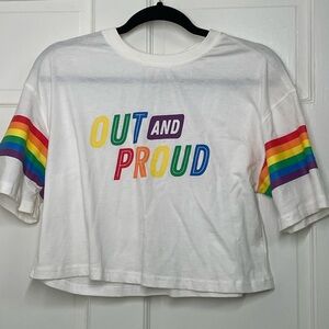 Target White Rainbow Crop Top